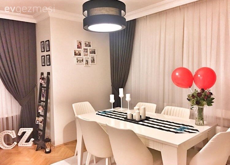 Zeynep hanımın kendilerini yansıtan evinde, keyifli bir dekor..