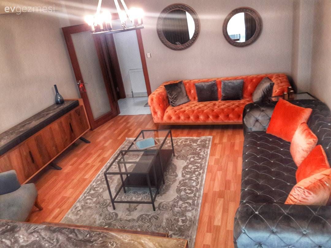 Doğal malzemeler, sonbahar tadında renkler. Sıcak ve neşeli bir ev.