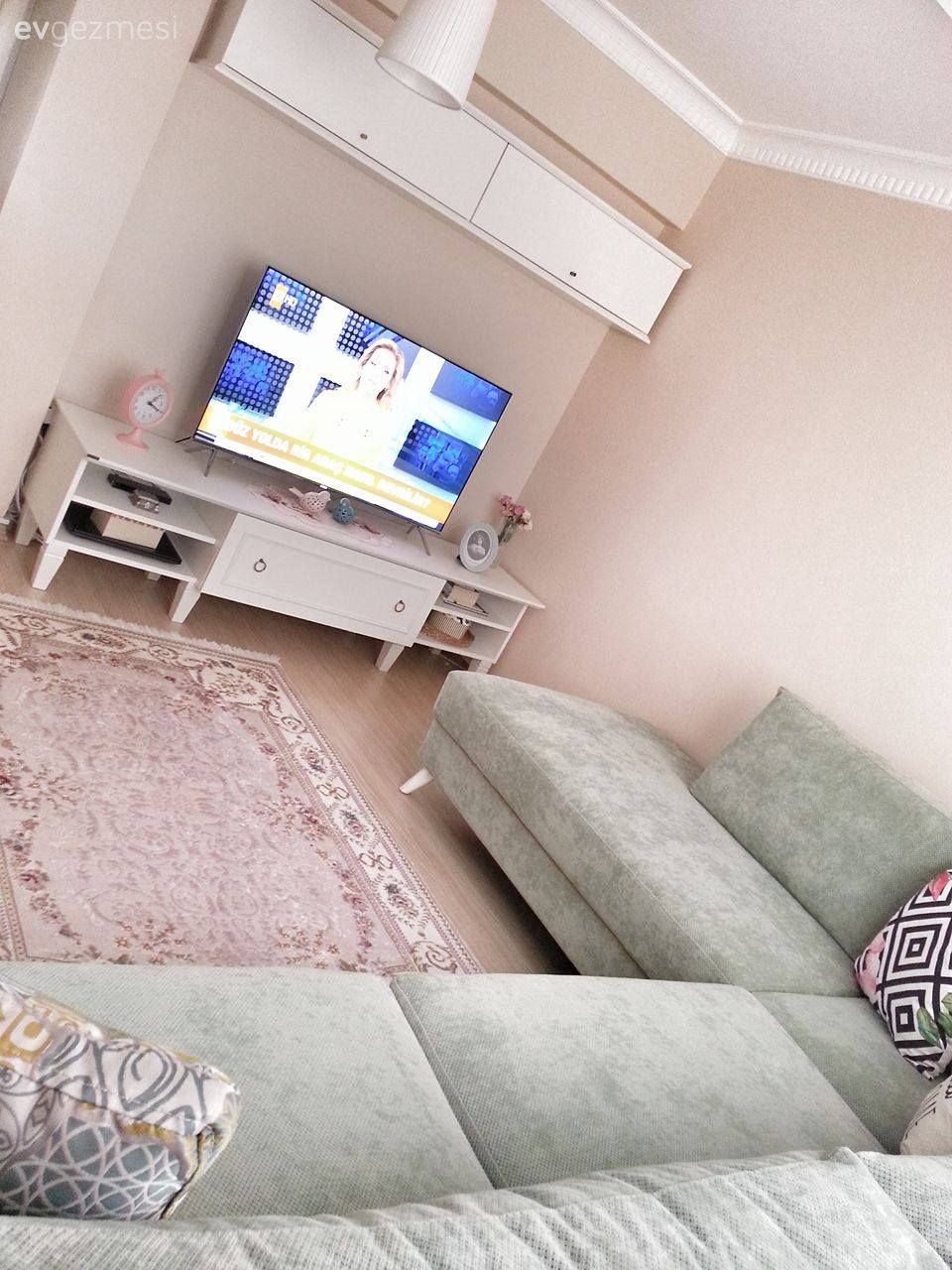 Halı, Köşe koltuk, Oturma Odası, Tv ünitesi, Yeşil