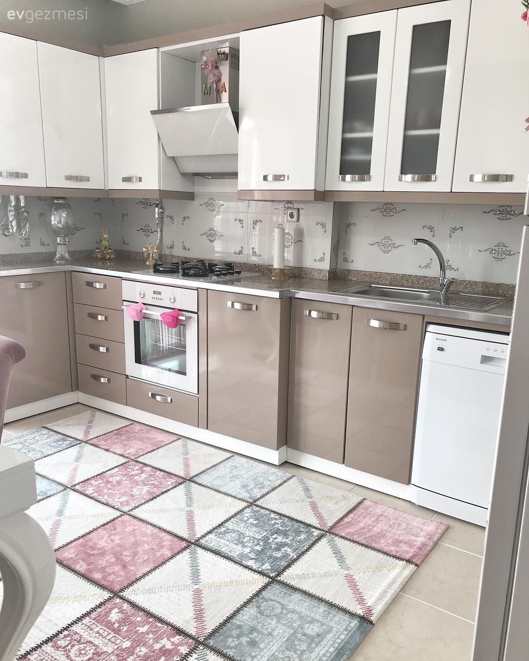 Mutfak, Cam Ankastre, Modern mutfak, Mutfak halısı, Capuccino mutfak