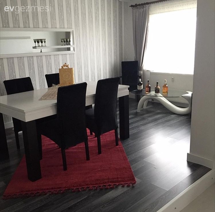 Ayna, Duvar kağıdı, Halı, Kırmızı, Salon, Siyah, Yemek Odası