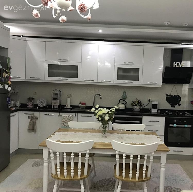 Ahşap Mobilya, Ankastre, Beyaz mutfak, Mutfak, Mutfak masası