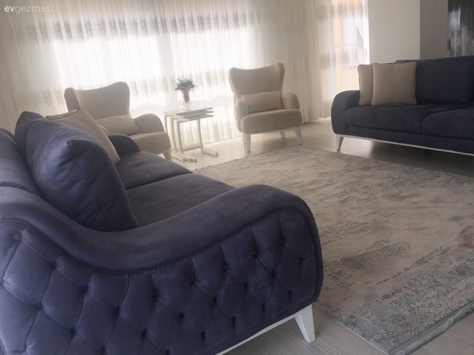 Oturma Odası, Gri, Halı, Beyaz, Berjer