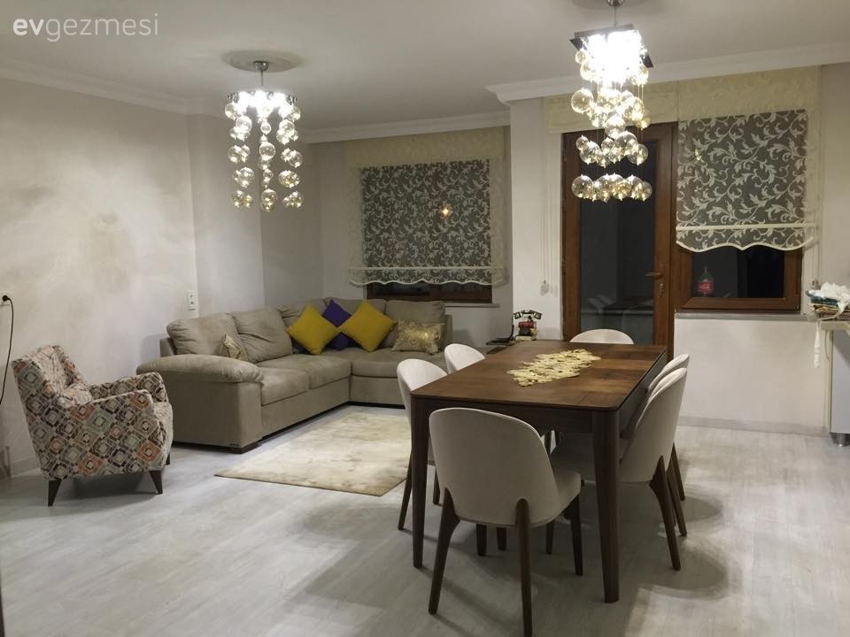 Gamze hanımın her detayı ile ilgilendiği konforlu ve sofistike evi.