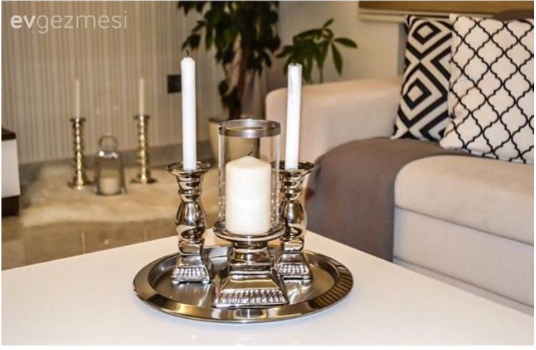 Salon, Dekoratif Objeler, Gümüş, Mum