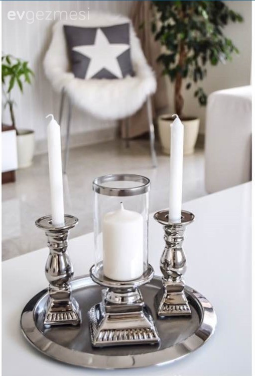 Salon, Dekoratif Objeler, Gümüş, Mum