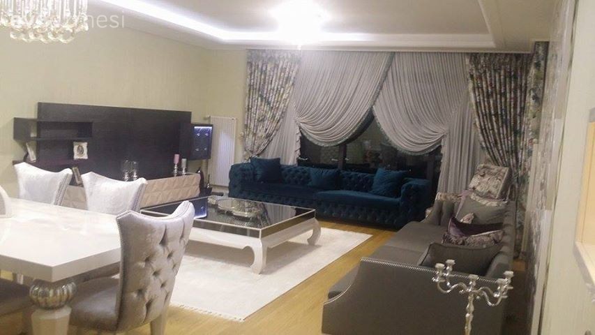 Fon perde, Gri, Lacivert, Orta sehpa, Perde, Salon