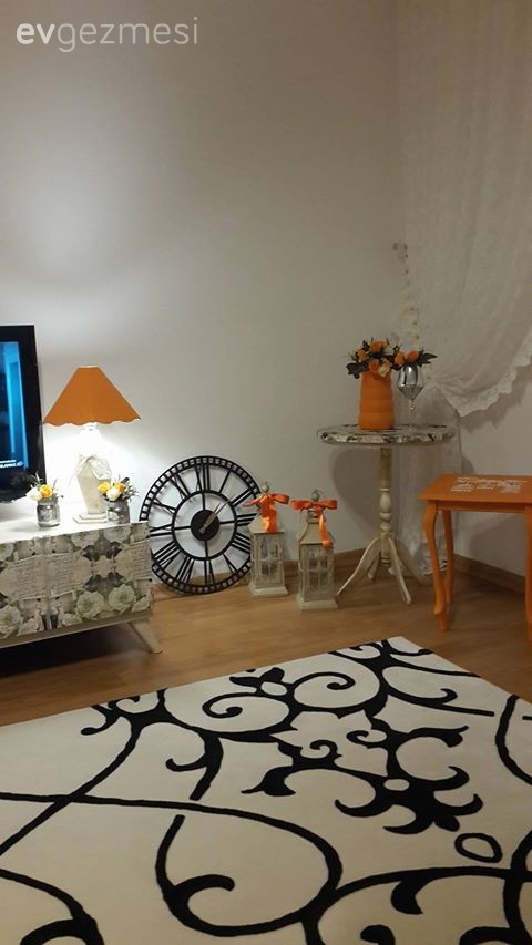 Abajur, Dekoratif Objeler, Kendin Yap, Oturma Odası, Duvar saati, Turuncu, Aydınlatma
