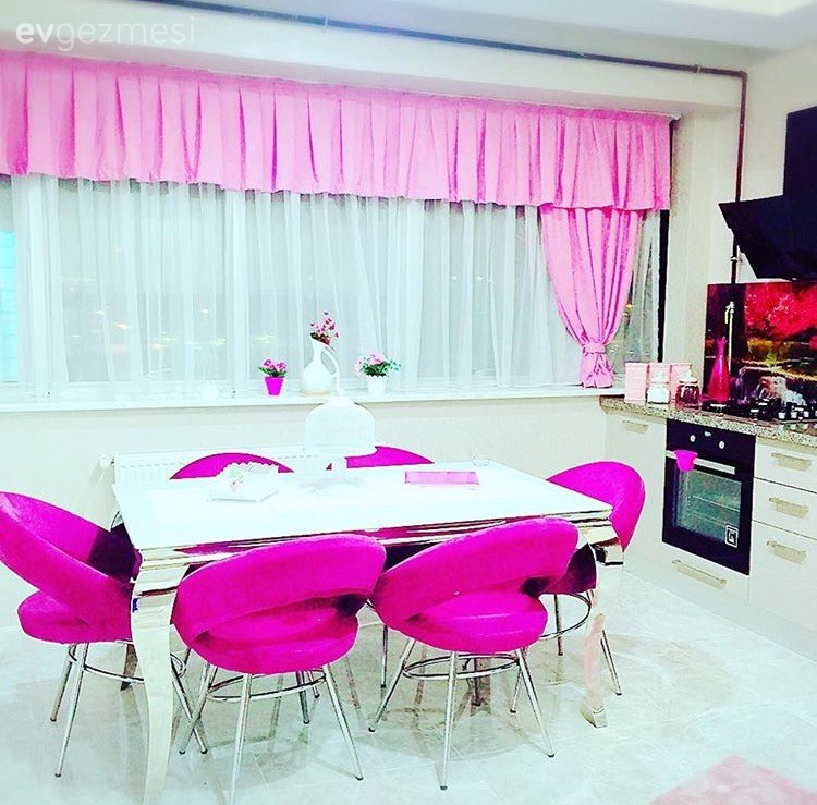 Fuşya, Mutfak, Mutfak masası, Pembe, Perde