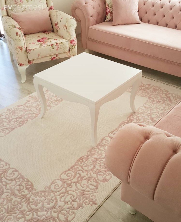 Berjer, Chesterfield, Country, Halı, Orta sehpa, Pembe, Salon