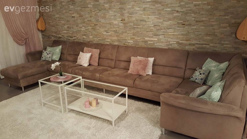 Kahverengi, Köşe koltuk, Orta sehpa, Salon