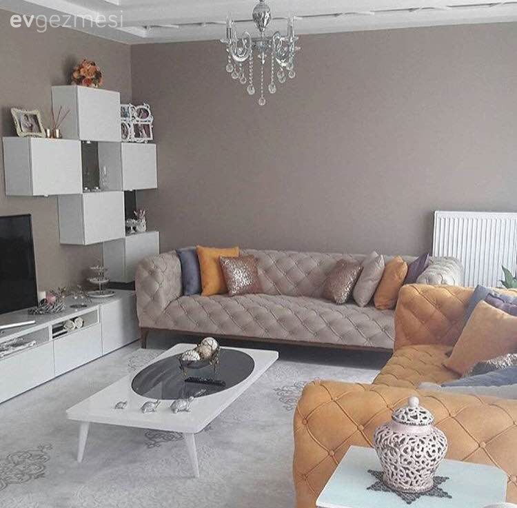 Chesterfield, Halı, Orta sehpa, Salon, Sarı, Tv ünitesi