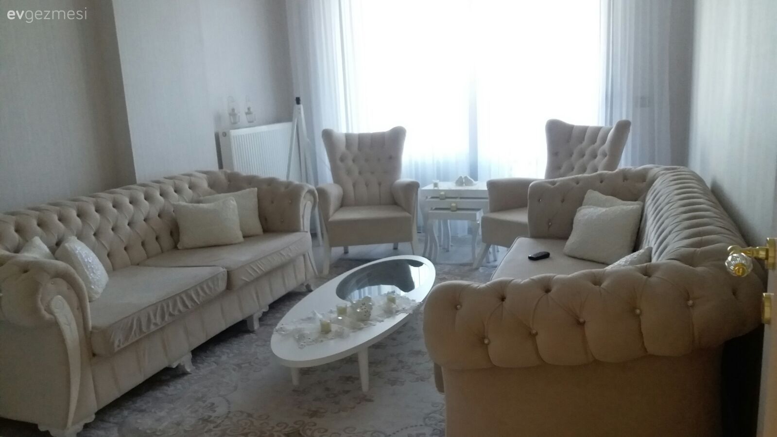 Oturma Odası, Krem, Orta sehpa