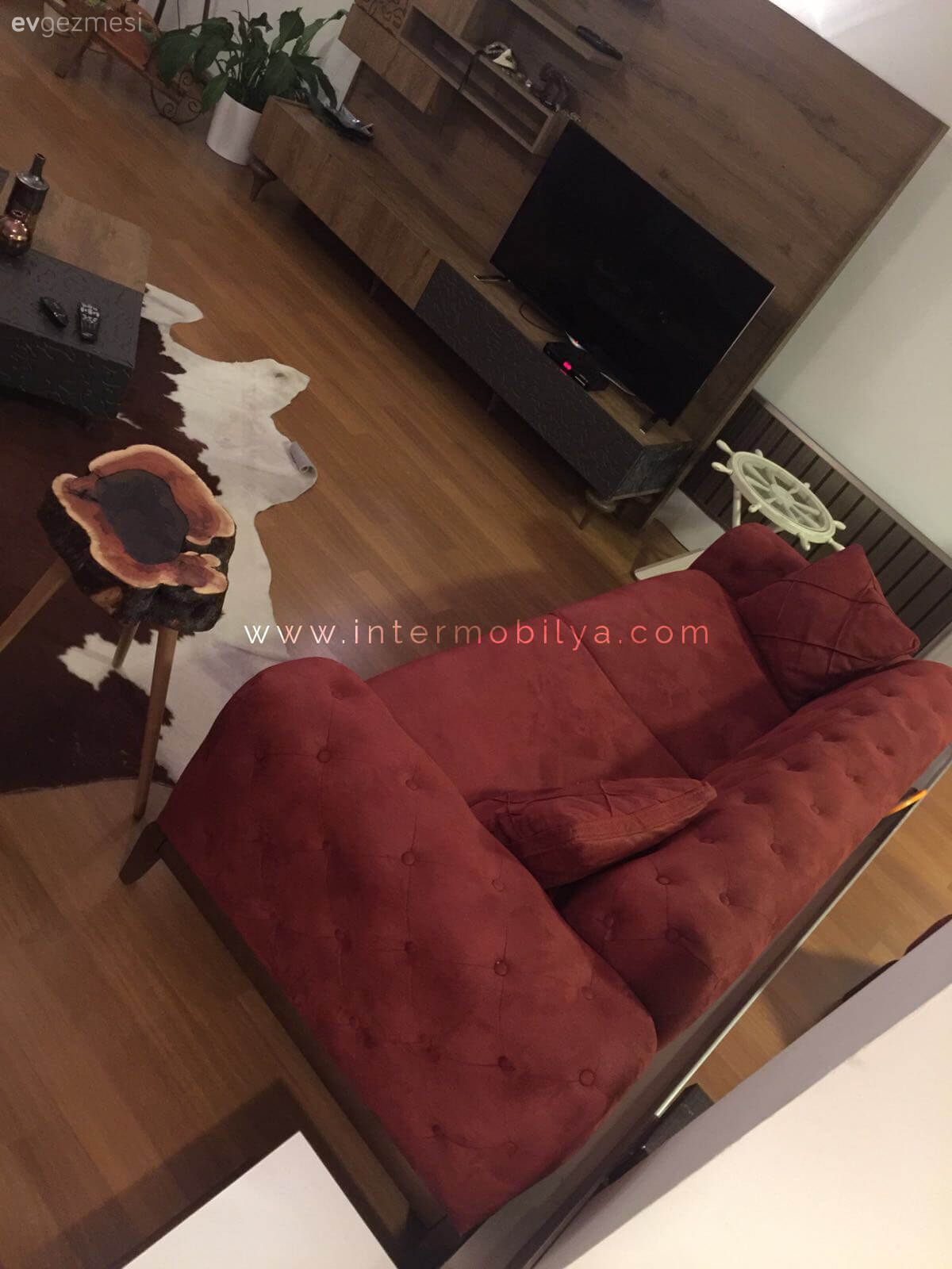 Bordo, Chesterfield, Salon, Tv ünitesi