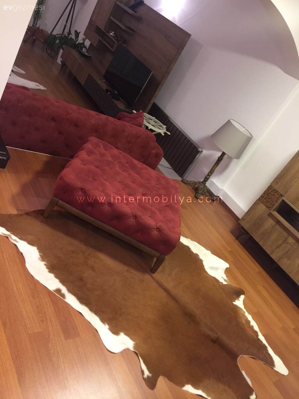 Bordo, Chesterfield, Halı, Puf, Salon