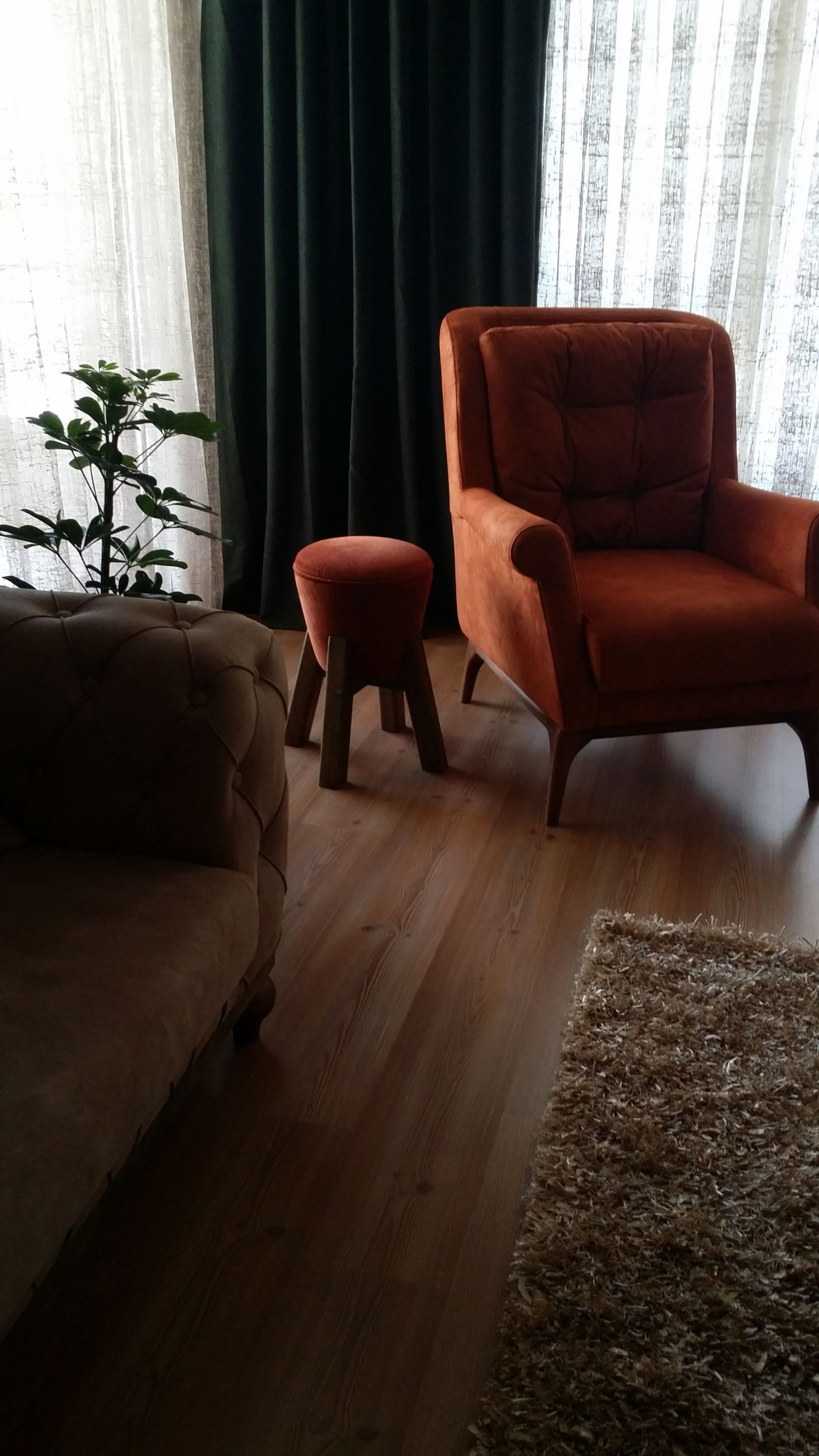 Salon, Berjer, Tabure, Turuncu, Yanık turuncu