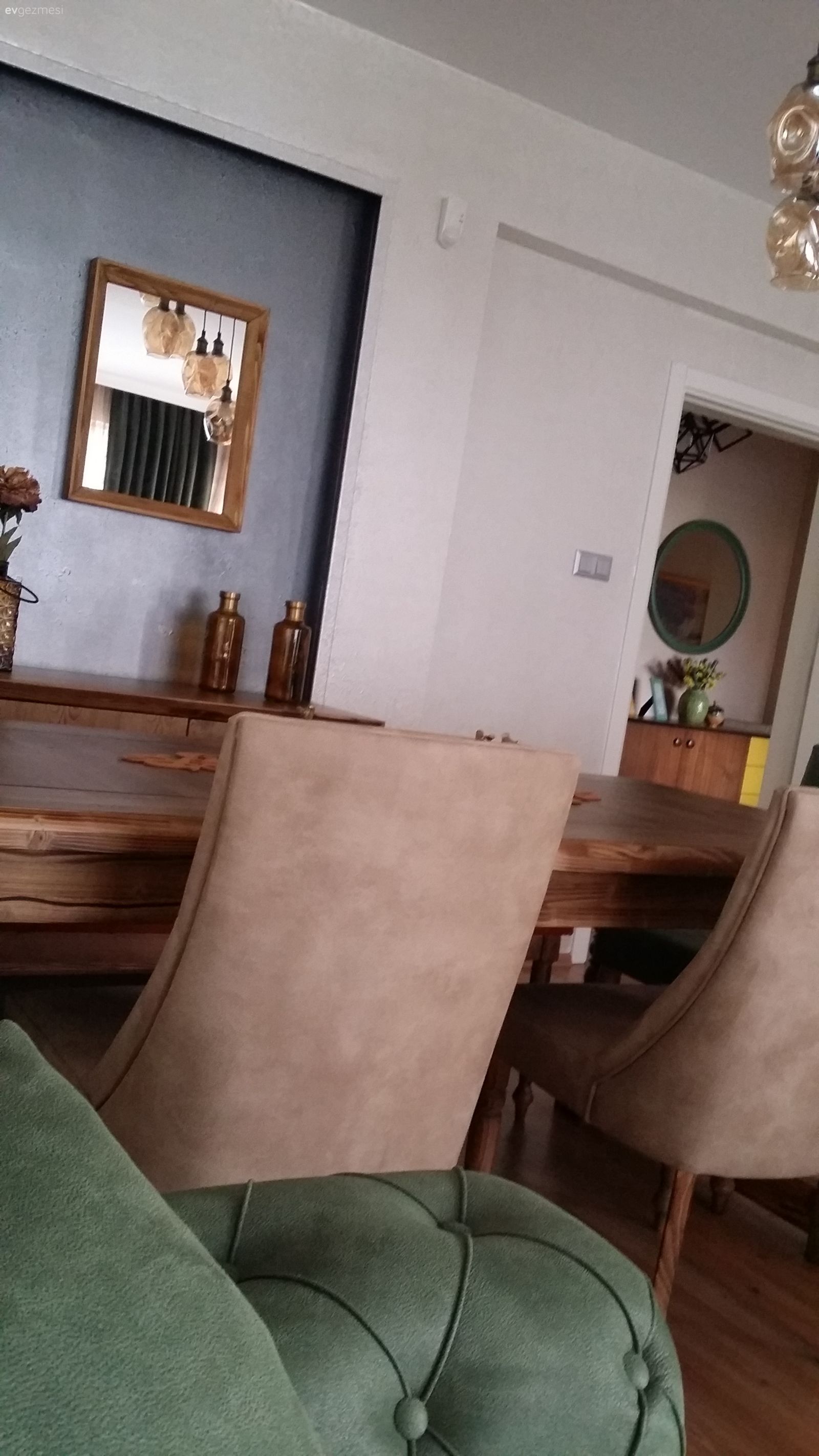 Yemek Odası, Salon, Ayna, Gri