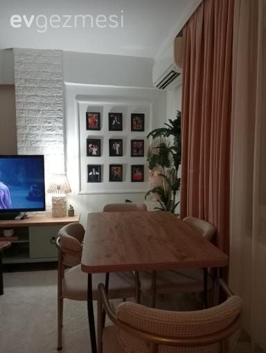 Salon, Bohem Dekorasyon, Pudra pembe, Ahşap Mobilya, Ev bitkisi