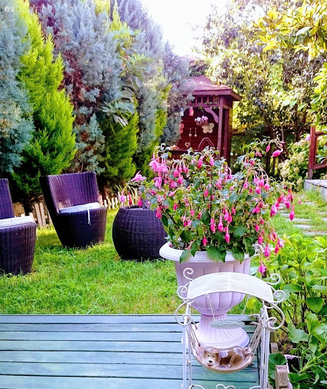 Dubleks evler, Bahçe, Bahçe oturma grubu, Çiçekler