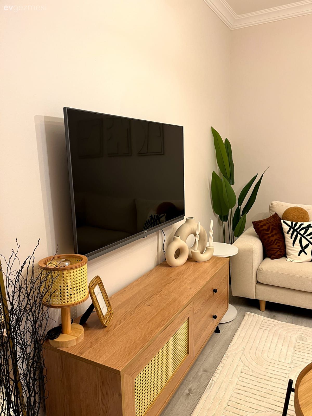 Tv ünitesi, Tv ünitesi aksesuarları, Ev Aksesuar, Ahşap Mobilya, Ev bitkisi, Halı, Salon halısı, Kırlent, Ev tekstili