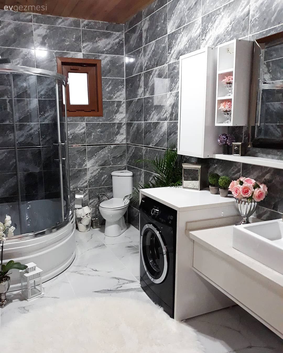 Banyo, Siyah- Beyaz, Banyo seramikleri, Duşakabin, Banyo dolabı