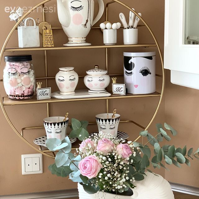 Mutfak duvar dekorasyonu, Mutfak aksesuarları, Mutfak, Somon Rengi, Beyaz