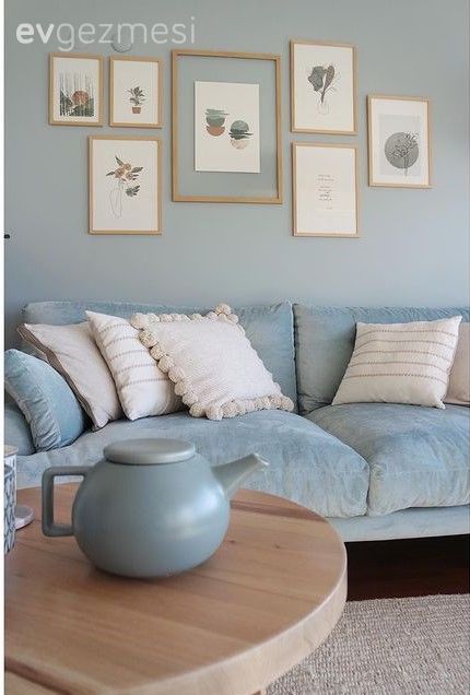 Salon, Bohem Dekorasyon, İskandinav, Mint yeşil, Mavi, Beyaz, Kırlent, Ev tekstili, Yan sehpa, Sehpa, Halı, Salon halısı, Bej, Koltuk takımı