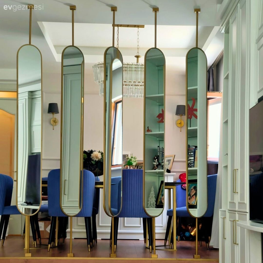 Ayna, Mavi, Sandalye, Seperatör, Tv ünitesi, Tv ünitesi aksesuarları, Ev Aksesuar, Altın