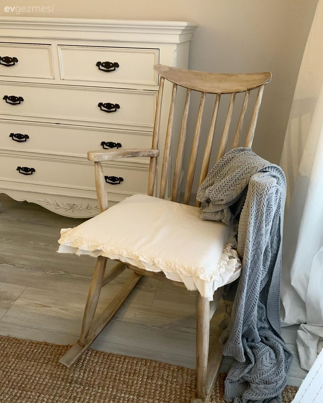 Şifonyer, Yatak Odası, Beyaz, Sandalye, Gri, Country