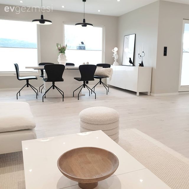 Salon, Beyaz, Modern, Siyah, Köşe koltuk, Koltuk takımı, Orta sehpa, Sehpa, Puf, Sandalye, Yemek masası, Avize, Aydınlatma, Konsol, Tablo, Duvar dekorasyonu, Konsol üzeri dekoratif objeleri