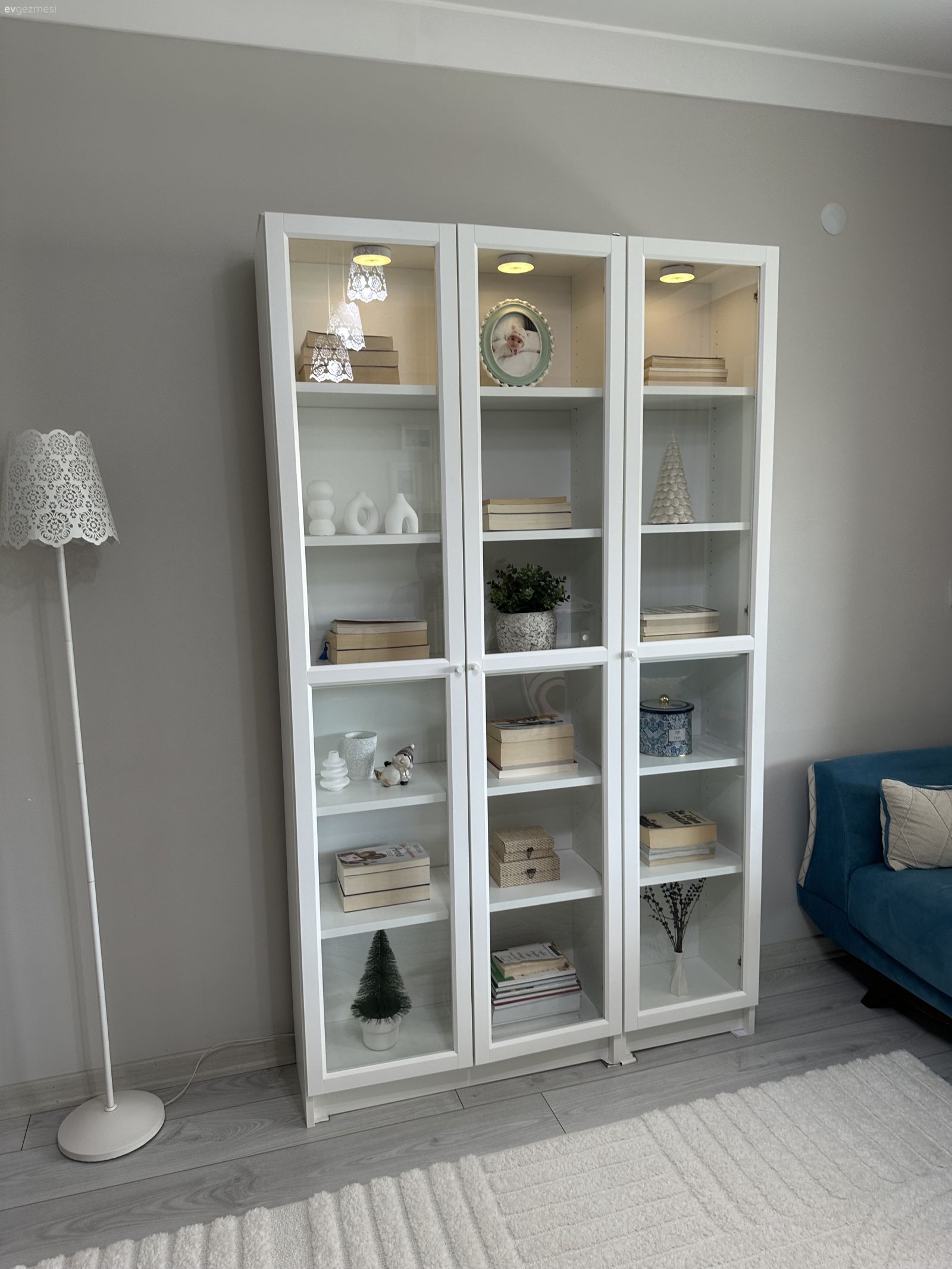 Beyaz, Kitaplık, Lambader, Aydınlatma