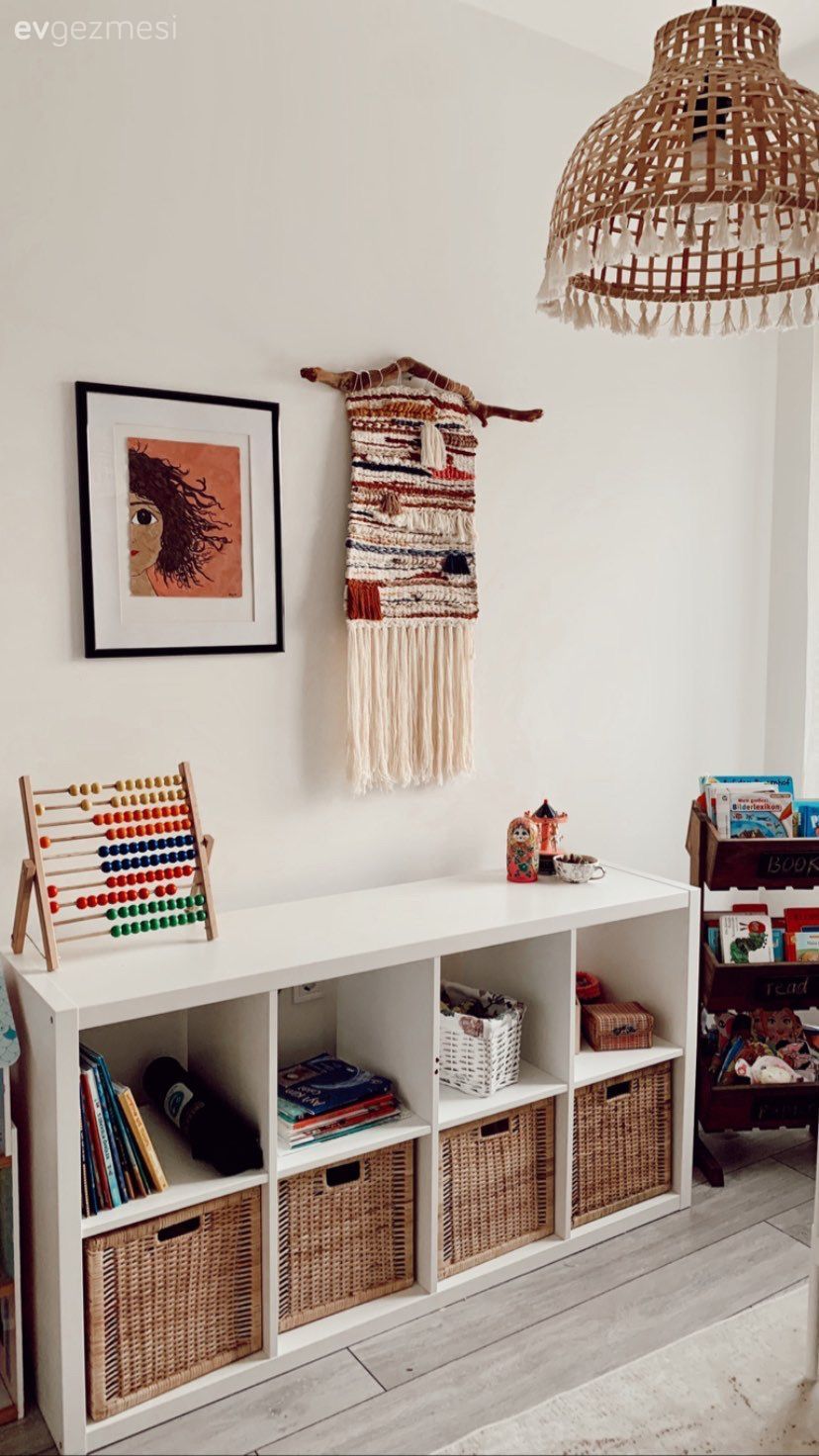 Çocuk Odası, Kitaplık, Hasır sepet, Hasır avize, Çerçeve