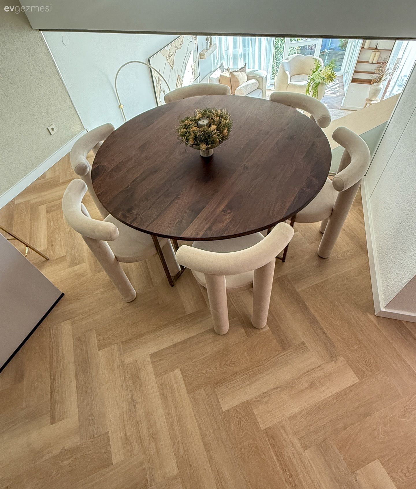 Parke, Ahşap Mobilya, Yemek masası, Yuvarlak mobilya, Sandalye, Krem