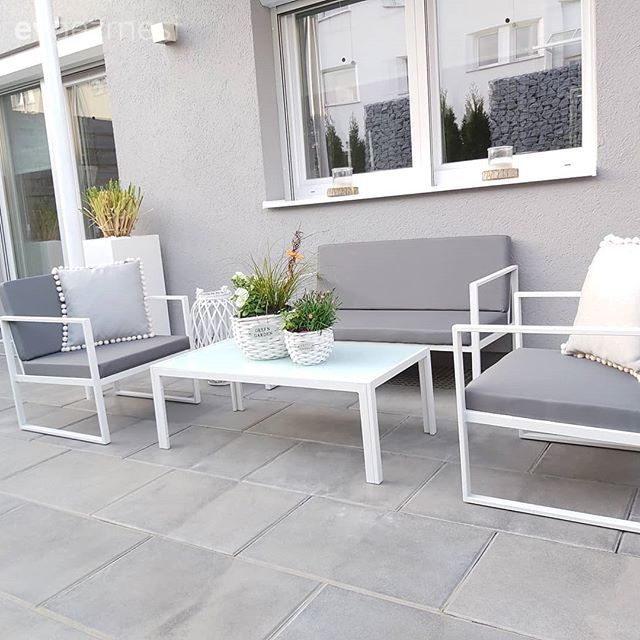 Bahçe, Bahçe oturma grubu, Bahçe masası, Gri, Beyaz