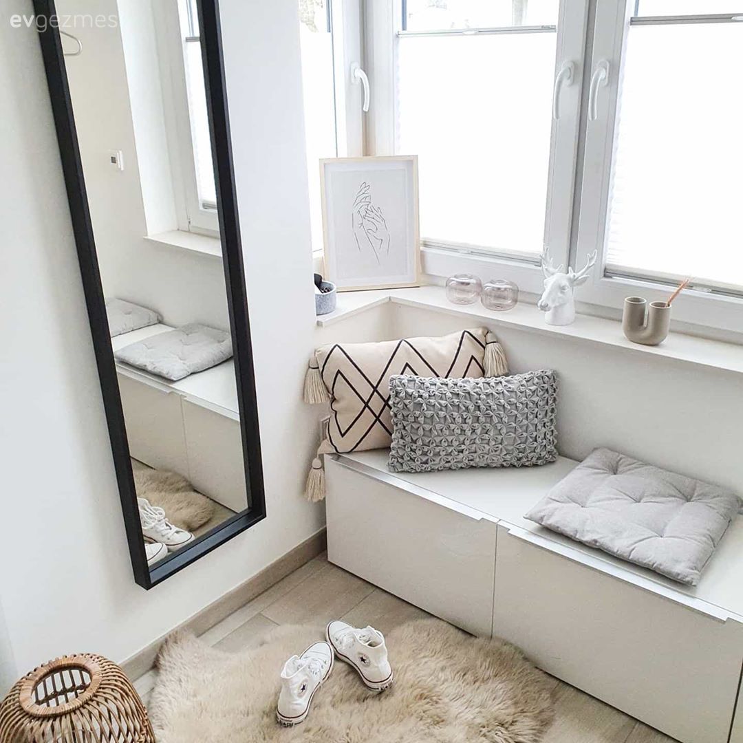 Boy aynası, Ayna, Beyaz, Siyah, Geometrik desen, Desenler, Hasır sepet, Kırlent, Ev tekstili, Bank