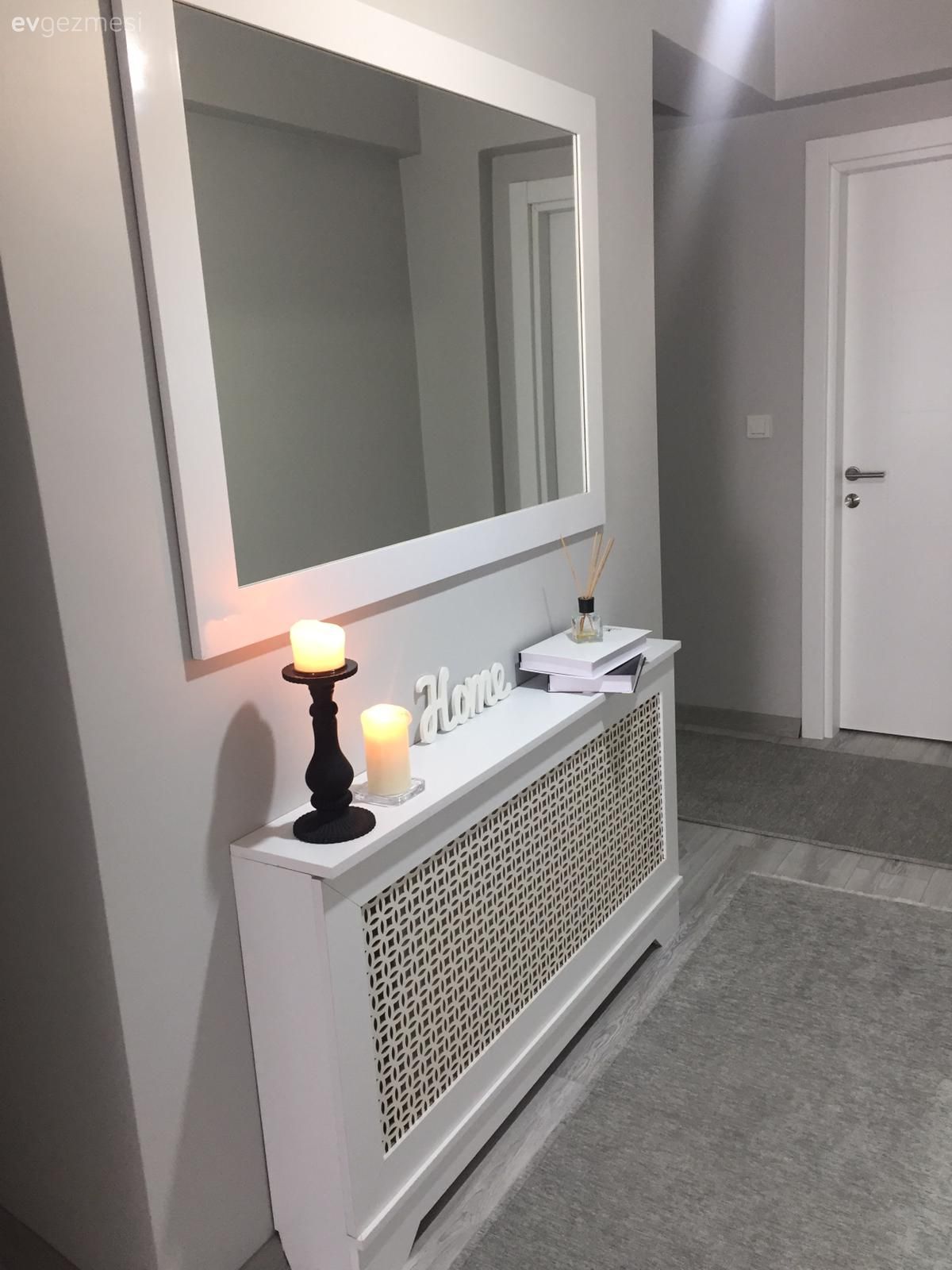 Antre, Beyaz, Boy aynası, Ayna, Mumluk, Ev Aksesuar, Antre halısı