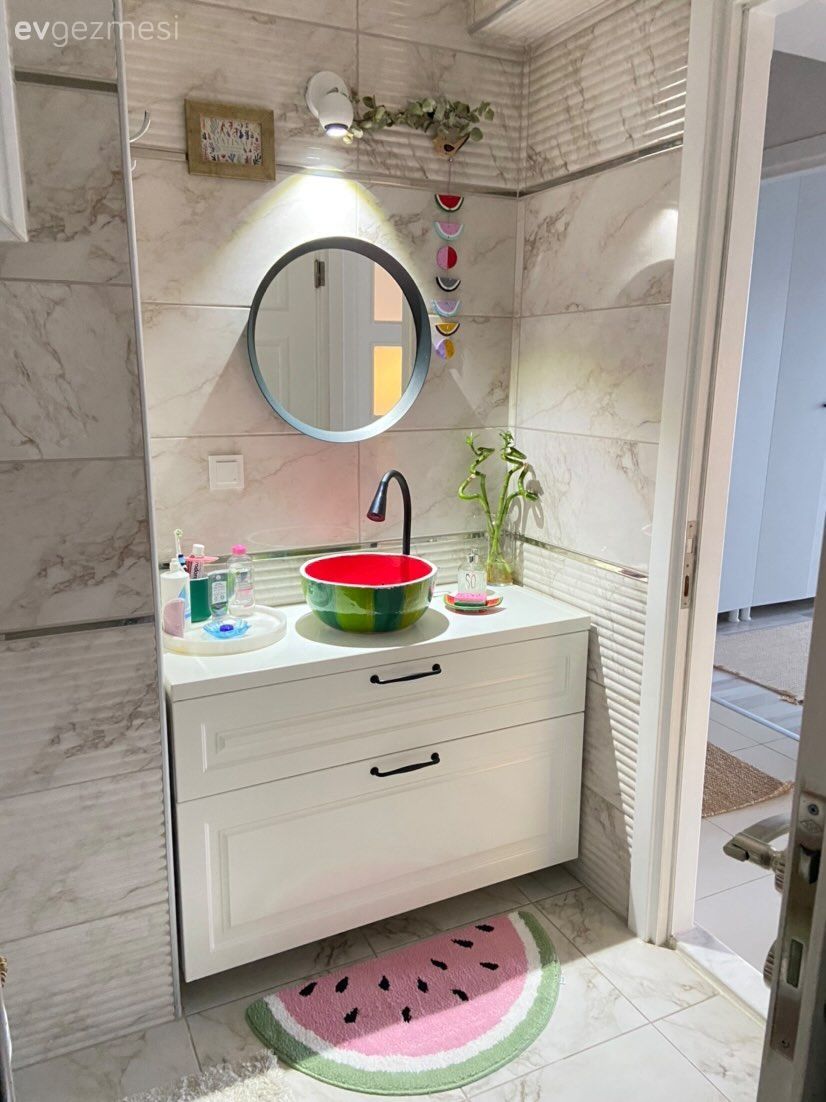 Banyo, Beyaz, Kırmızı, Yeşil, Yuvarlak ayna, Dekoratif ayna, Banyo seramikleri, Siyah, Paspas