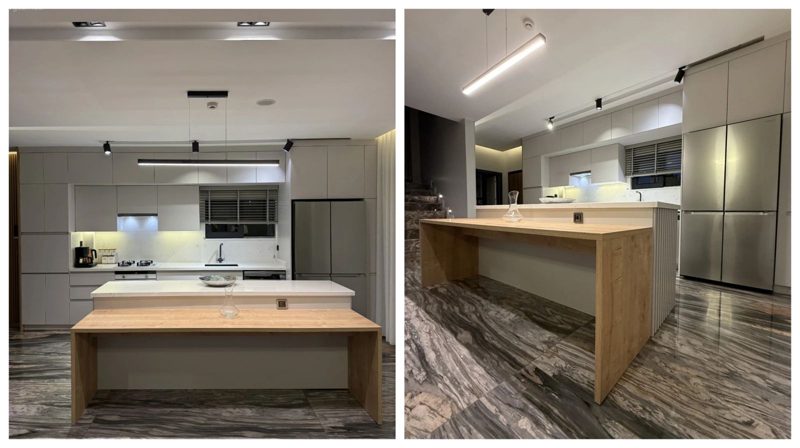 Kademeli Kulpsuz Dolaplar Bu Mutfağın Akıcı Görünmesini Sağlamış