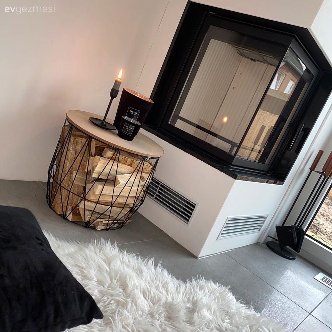 Beyaz, Siyah, Modern, Şömine, Peluş, Yuvarlak sehpa, Sehpa, Şamdan, Ev Aksesuar