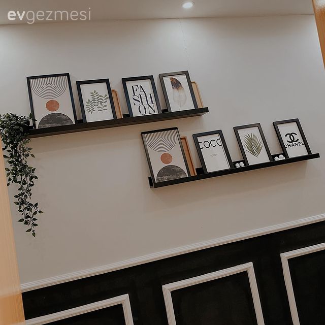 Antre, Beyaz, Siyah, Duvar çıtalama, Duvar rafı, Duvar dekorasyonu, Tavan dekorasyon, Led aydınlatma, Aydınlatma, Spot aydınlatma, Çerçeve