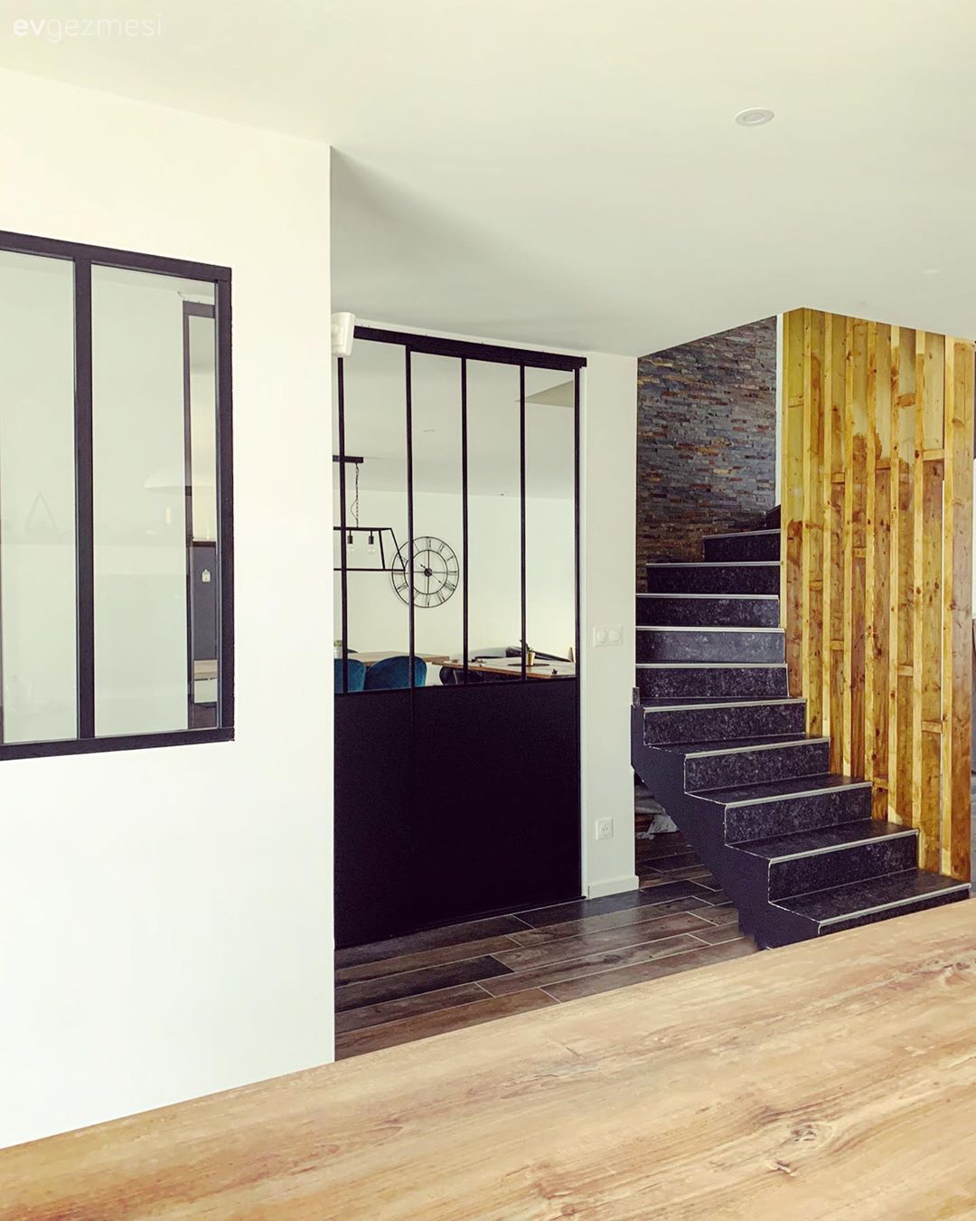 Antre, Merdiven, Dubleks evler, Siyah, Beyaz, Duvar ayna kaplama, Ayna