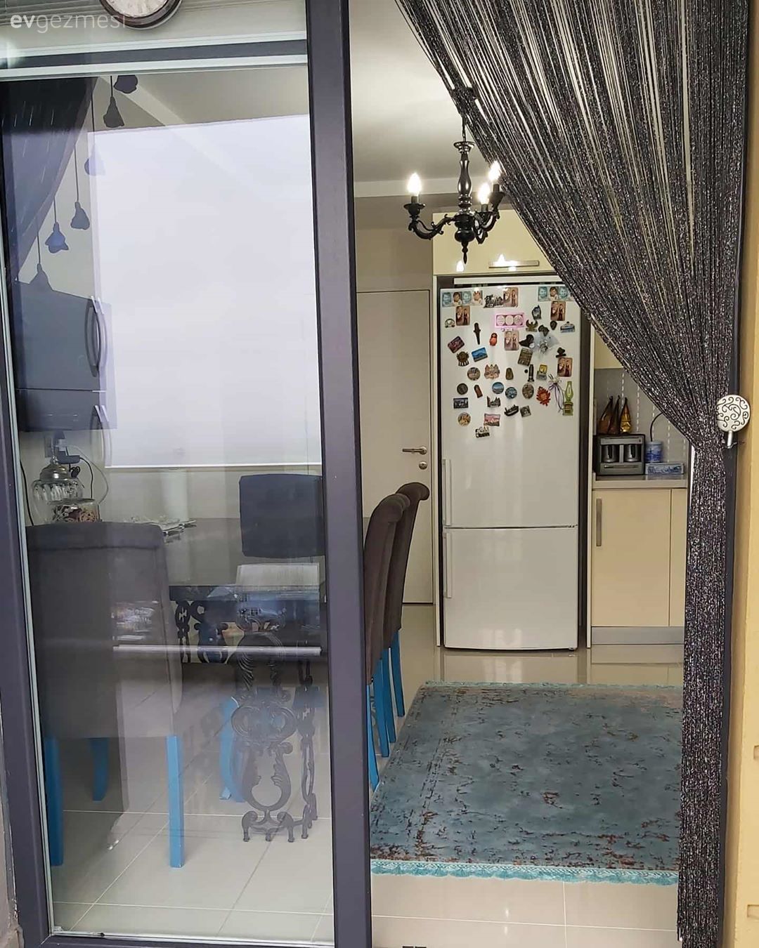 Mutfak, Mutfak masası, Sandalye, Gri, Mavi, Mutfak halısı, Mutfak Avize Modelleri