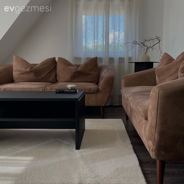 Beyaz, Kahverengi, Siyah, Tül perde, Perde, Koltuk takımı, Orta sehpa, Sehpa, Halı, Salon halısı, Kırlent, Ev tekstili, Krem, Bej