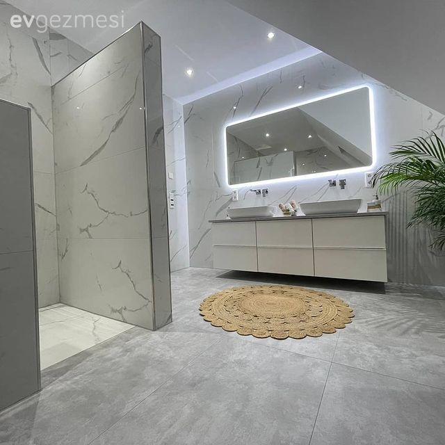 Banyo, Banyo seramikleri, Zemin seramikleri, Banyo dolabı, Banyo aynası, Paspas, Ev bitkisi
