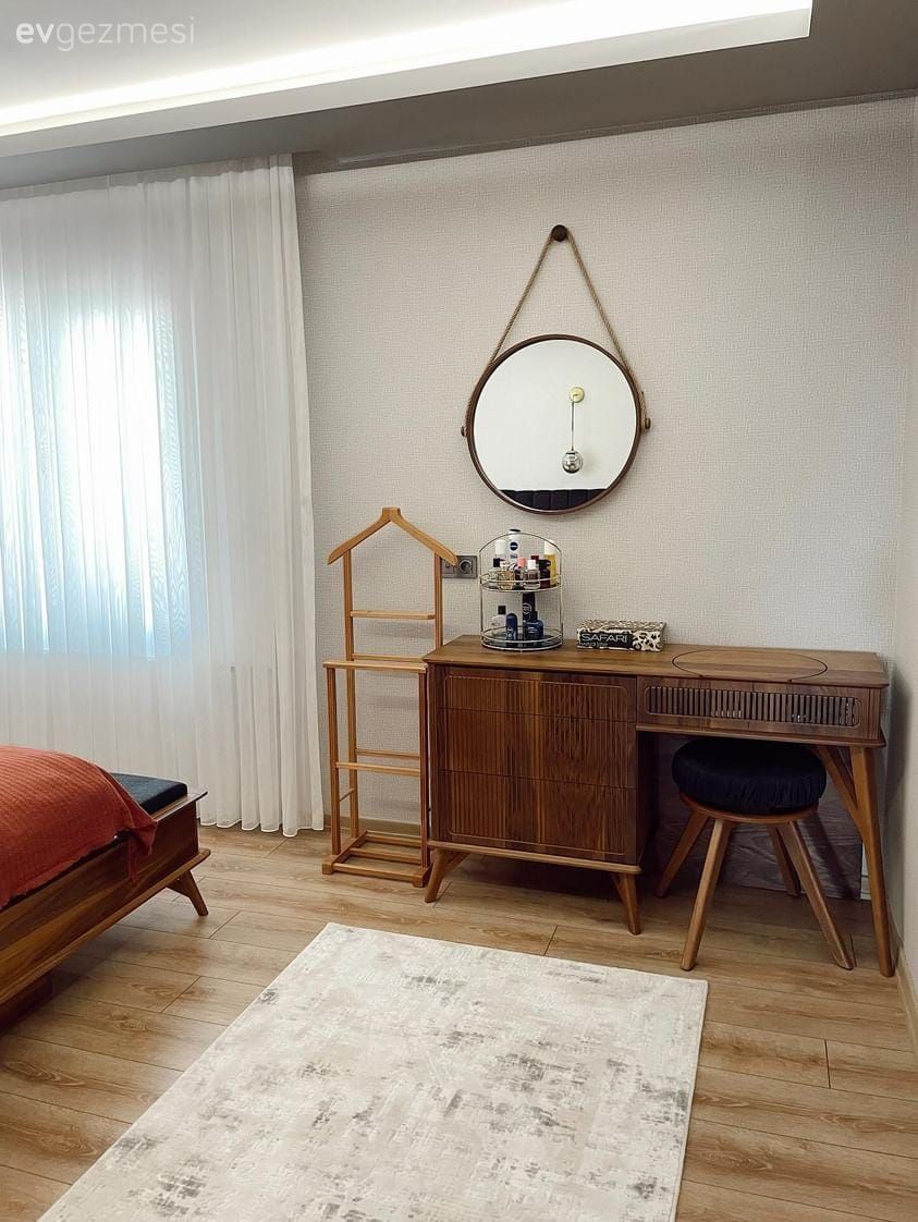 Yatak Odası, Modern rustik, Ahşap Mobilya, Makyaj masası, Makyaj aynası