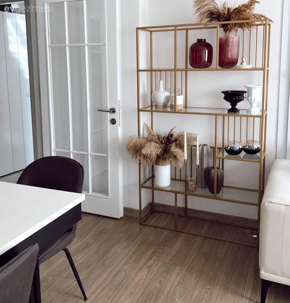 Vitrin, Altın, Vazo, Ev Aksesuar, Dekoratif Objeler, Beyaz, Parke