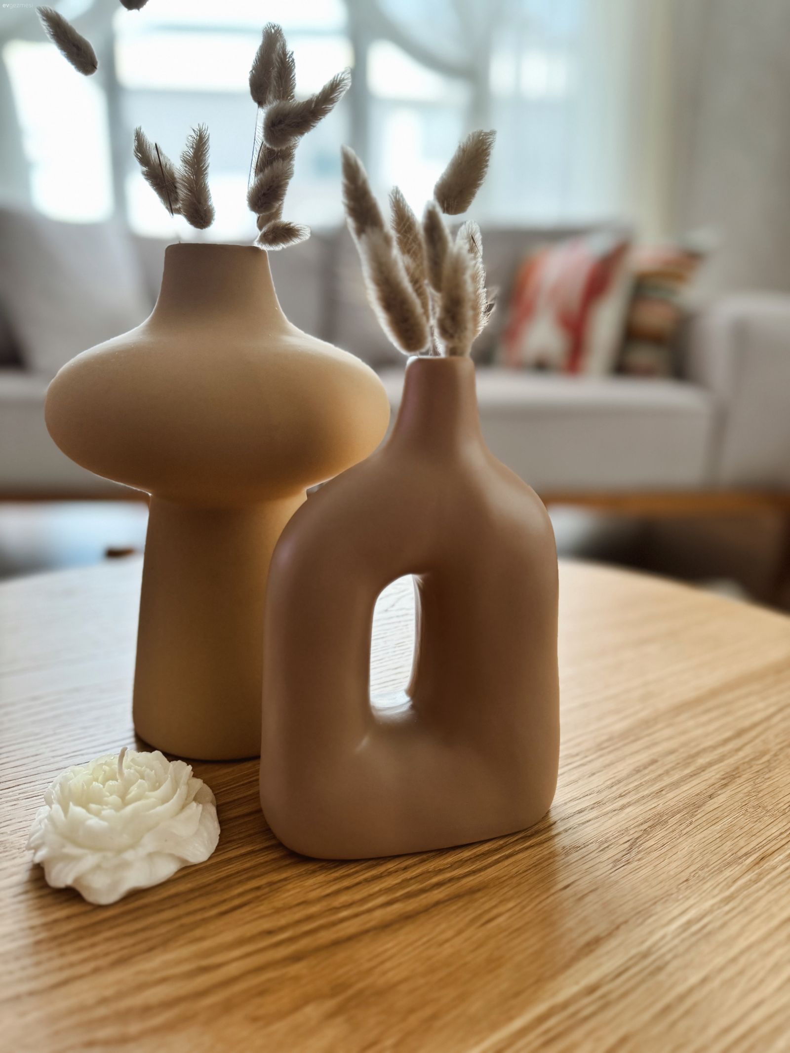 Orta sehpa, Sehpa, Dekoratif Objeler, Kırlent, Ev tekstili, Koltuk takımı, Beyaz, Bej