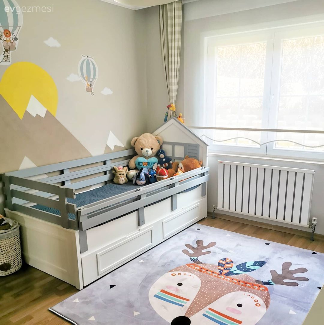 Çocuk Odası, Beyaz, Gri, Çocuk odası duvar dekorasyonu