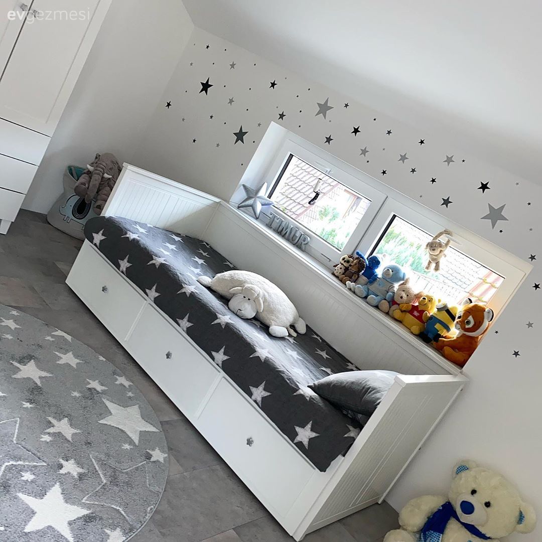 Çocuk Odası, Beyaz, Gri, Çocuk odası halısı, Çocuk odası duvar dekorasyonu