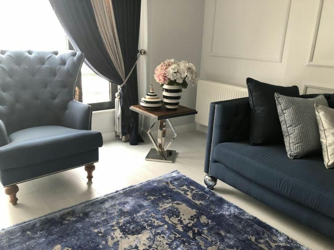 Mavi, Metal ayaklı sehpa, Kırlent, Salon